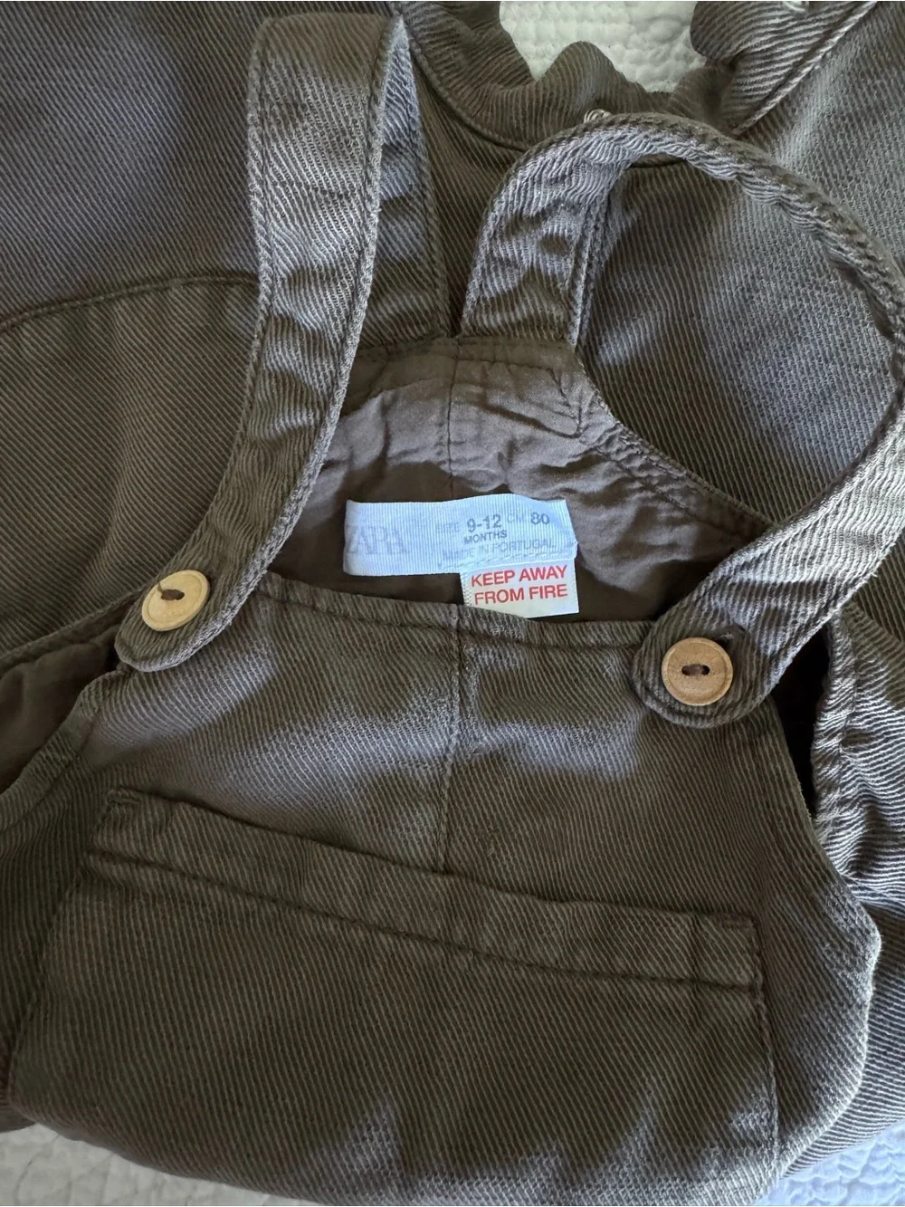 Zara Brown Baby Overalls with Front Pocket